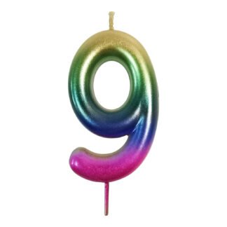 Vela Metalizada 8,3 cm Degrade Holografica "9"