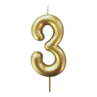 Vela Metalizada 8,3 cm Ouro "3"