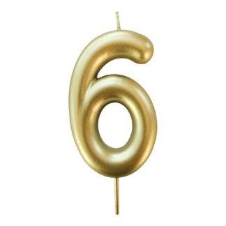 Vela Metalizada 8,3 cm Ouro "6"