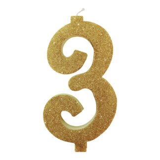Vela Glitter 11 cm Ouro "3"