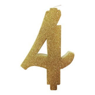 Vela Glitter 11 cm Ouro "4"