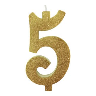 Vela Glitter 11 cm Ouro "5"
