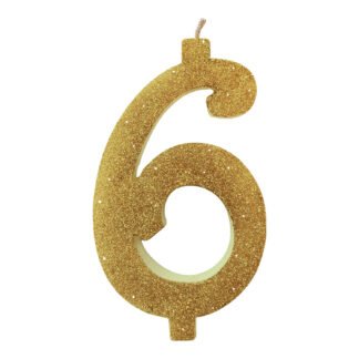 Vela Glitter 11 cm Ouro "6"