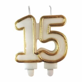 Vela Dupla 8,7cm Ouro "15"