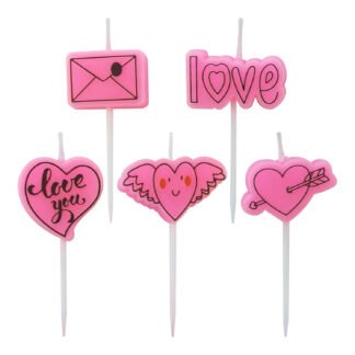 Velas Love e Corações 3cm c/ 5