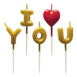 Vela I Love 2,5 cm Metalizado Ouro