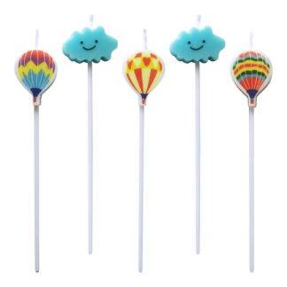 Vela Topo de Bolo Balões e Nuvens Coloridas c/ 4