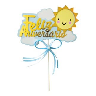 Topo de Bolo Solzinho Feliz Aniversário (14*20cm)