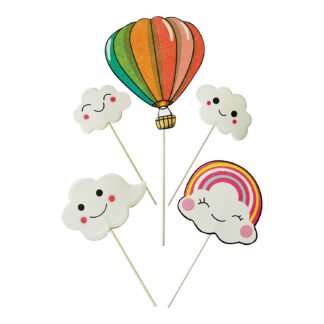 Topo de Bolo Nuvem e Balão c/ 5 (6.8*21cm)
