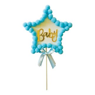 Topo de Bolo Pom Pom Baby Azul (12.5*22cm)