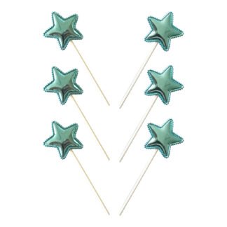Topo de Bolo Estrelinhas azul c/ 6 (4.2*11.5cm)