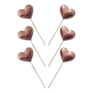 Topo de Bolo Coração Rose c/ 6 (4.2*11.5cm)