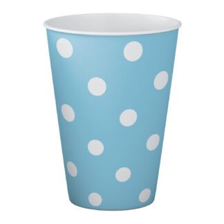 ACESSORIO FESTA COP. DE PAPEL 250 ML C/ 8 PCS - Bolinhas Azul e Branco