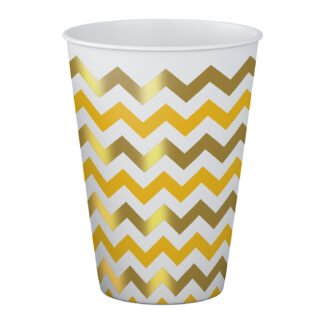 ACESSORIO FESTA COP. DE PAPEL 250 ML C/ 8 PCS - Metalico Chevron Ouro
