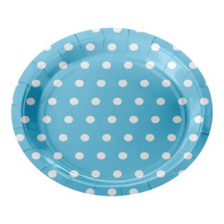 ACESSORIO FESTA PRAT. DE PAPEL 18 CM C/ 8 PCS - Bolinhas Azul e Branco
