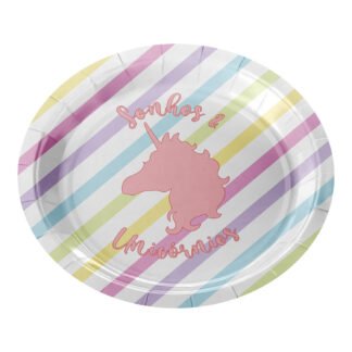 ACESSORIO FESTA PRAT. DE PAPEL 18 CM C/ 8 PCS - Unicornio Color