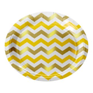 ACESSORIO FESTA PRAT. DE PAPEL 18 CM C/ 8 PCS - Metalico Chevron Ouro