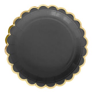 ACESSORIO FESTA PRAT. DE PAPEL 18 CM C/ 8 PCS - Metalico Luxo Preto