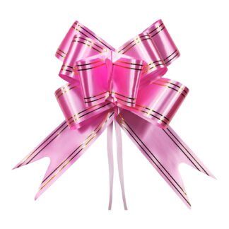 Laço Fácil P (11mmx20,5cm) - Rosa e Filete Dourado c/ 10