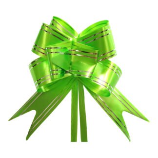 Laço Fácil P (11mmx20,5cm) - Verde e Filete Prata c/ 10