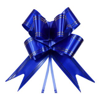 Laço Fácil G (28mmx47cm) - Azul Escuro e Filete Duplo Dourado c/ 10