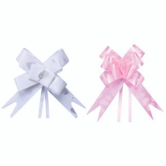 Laço Fácil GG (45mmx71cm) - Estampado Coraçãozinho Rosa e Branco c/ 5