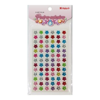 CARTELA PEDRA ADESIVA - FLORZINHAS COLORIDO 10MM"A"