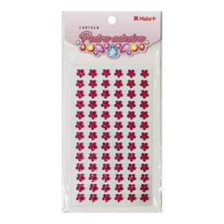 CARTELA PEDRA ADESIVA - FLORZINHAS ROSA 10MM"A"