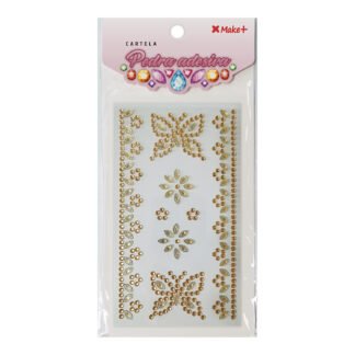 CARTELA PEDRA ADESIVA - BORBOLETAS CHAMPAGNE"A"