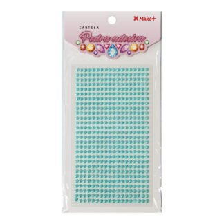 CARTELA PEDRA ADESIVA - MEIA PEROLA 4MM AZUL CLARO "B"