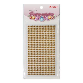 CARTELA PEDRA ADESIVA - MEIA PEROLA 4MM OURO METALIZADO "E"