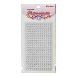 CARTELA PEDRA ADESIVA - MEIA PEROLA 6MM BRANCO "C"