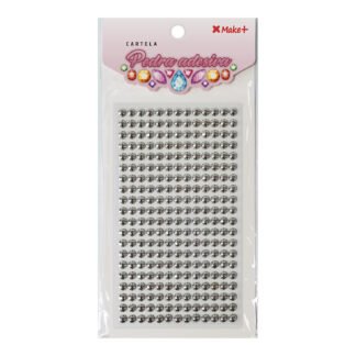 CARTELA PEDRA ADESIVA - MEIA PEROLA 6MM PRATA METALIZADO "F"