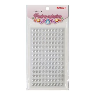 CARTELA PEDRA ADESIVA - MEIA PEROLA 8MM BRANCO "E"