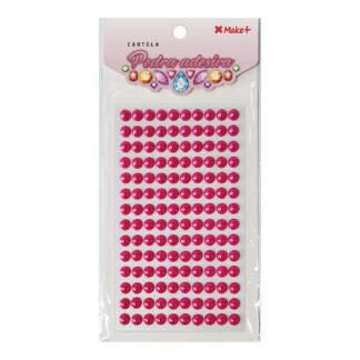 CARTELA PEDRA ADESIVA - MEIA PEROLA 8MM ROSA "E"