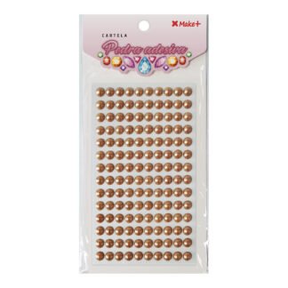 CARTELA PEDRA ADESIVA - MEIA PEROLA 8MM CHAMPAGNE "E"