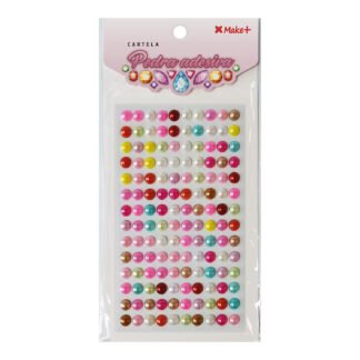 CARTELA PEDRA ADESIVA - MEIA PEROLA 8MM COLORIDO "E"