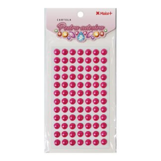 CARTELA PEDRA ADESIVA - MEIA PEROLA 10MM ROSA "H"