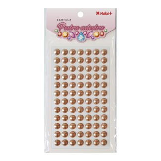 CARTELA PEDRA ADESIVA - MEIA PEROLA 10MM CHAMPAGNE "H"