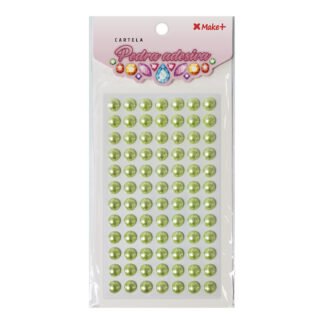 CARTELA PEDRA ADESIVA - MEIA PEROLA 10MM VERDE CLARO "H"