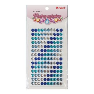 CARTELA PEDRA ADESIVA - MEIA PEROLA 8MM - DEGRADE AZUL CLARO "H"