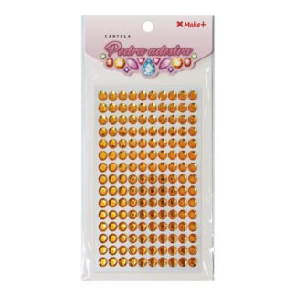 CARTELA PEDRA ADESIVA - PEDRA STRASS 8MM OURO "C"