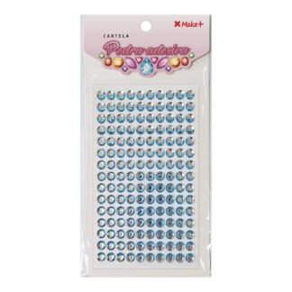 CARTELA PEDRA ADESIVA - PEDRA STRASS 8MM AZUL CLARO "C"