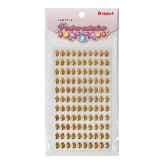 CARTELA PEDRA ADESIVA - GOTA OURO METALIZADO 10MM"H"