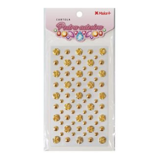 CARTELA PEDRA ADESIVA - ROSAS OURO METALIZADO 10MM"F"