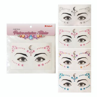 CARTELA PEDRA ADESIVA - Make Luar (Prata, Pink, Azul, Colorido) "G"