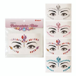 CARTELA PEDRA ADESIVA - Make Preciosa (Prata, Pink, Azul, Colorido) "G"