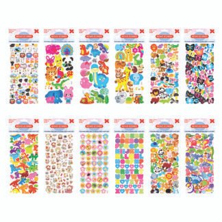 Cartelas De Adesivos 10x24cm-Animais (Kids) PCT C/24 Cart. Sort.