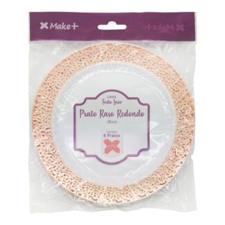 ACESSORIO FESTA PRAT. Raso Redondo 26 cm Provençal- Festa Luxo Rose Gold - Pcte c/ 6 Und