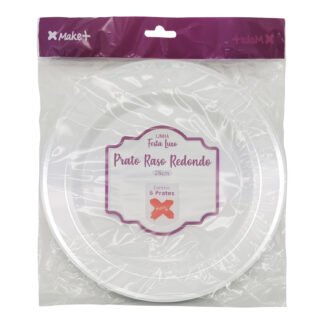 ACESSORIO FESTA PRAT. Raso Redondo 26 cm Listras - Festa Luxo Prata - Pcte c/ 6 Und
